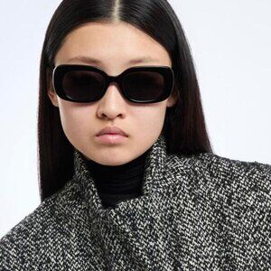 Celine CL40287U 01A Sunglasses Black Rectangle Frame, Grey Lenses